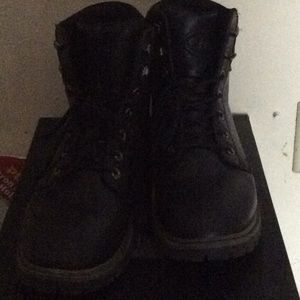 Pair of black working boots size 11